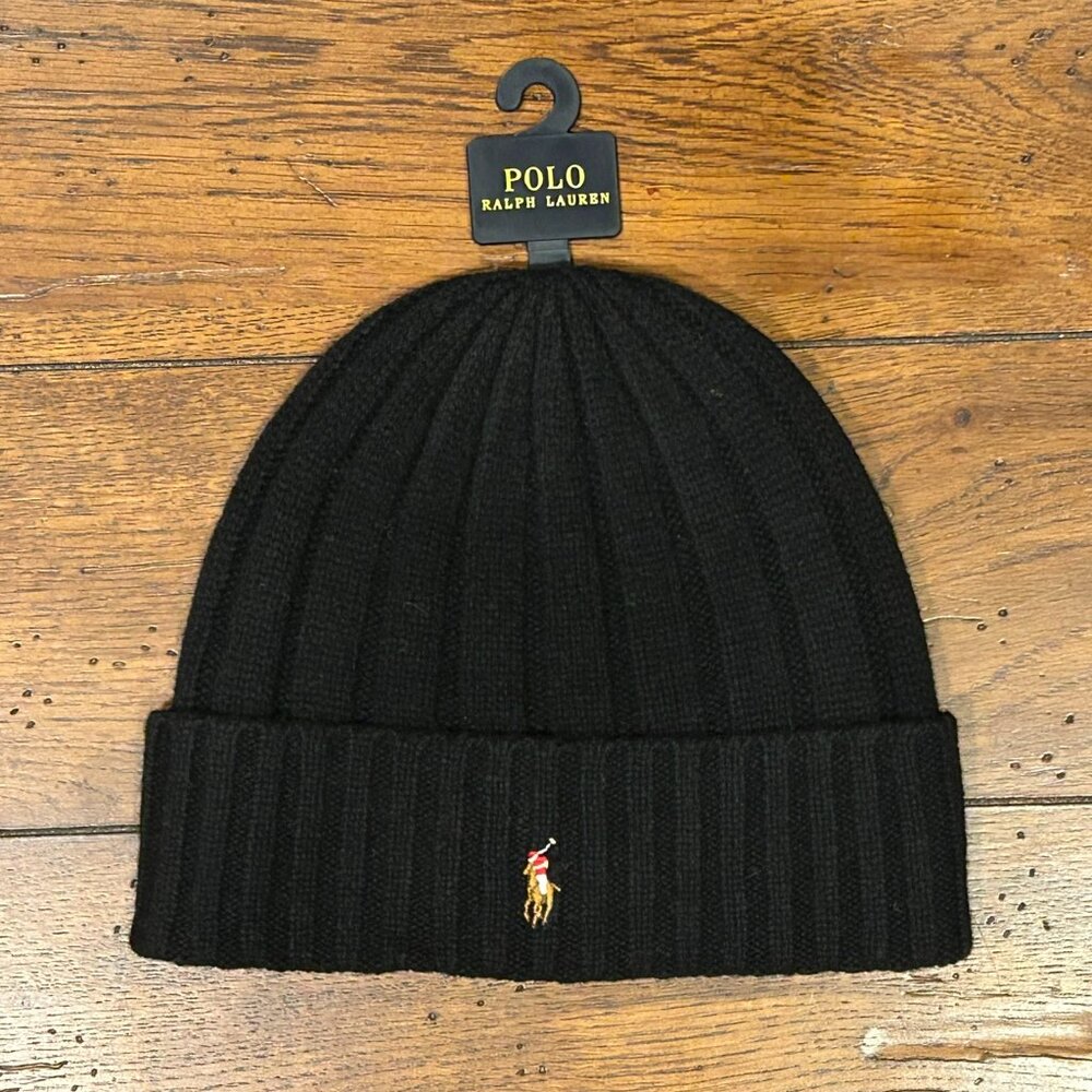 Polo Ralph Lauren Men's Skull Cap Beanie Hat Black NWT